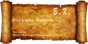 Biringer Kadosa névjegykártya